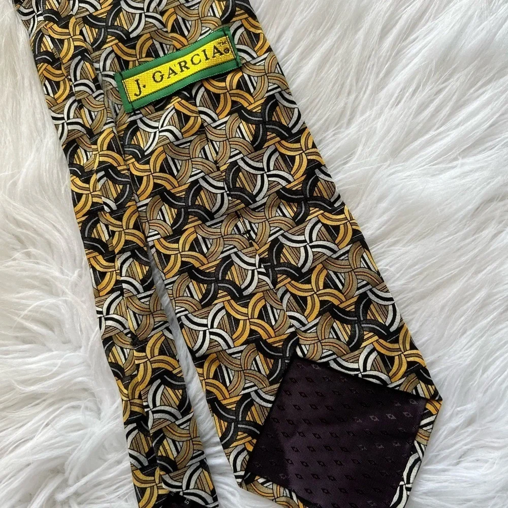 Vintage J. Garcia Gold Black Silk Tie 55”